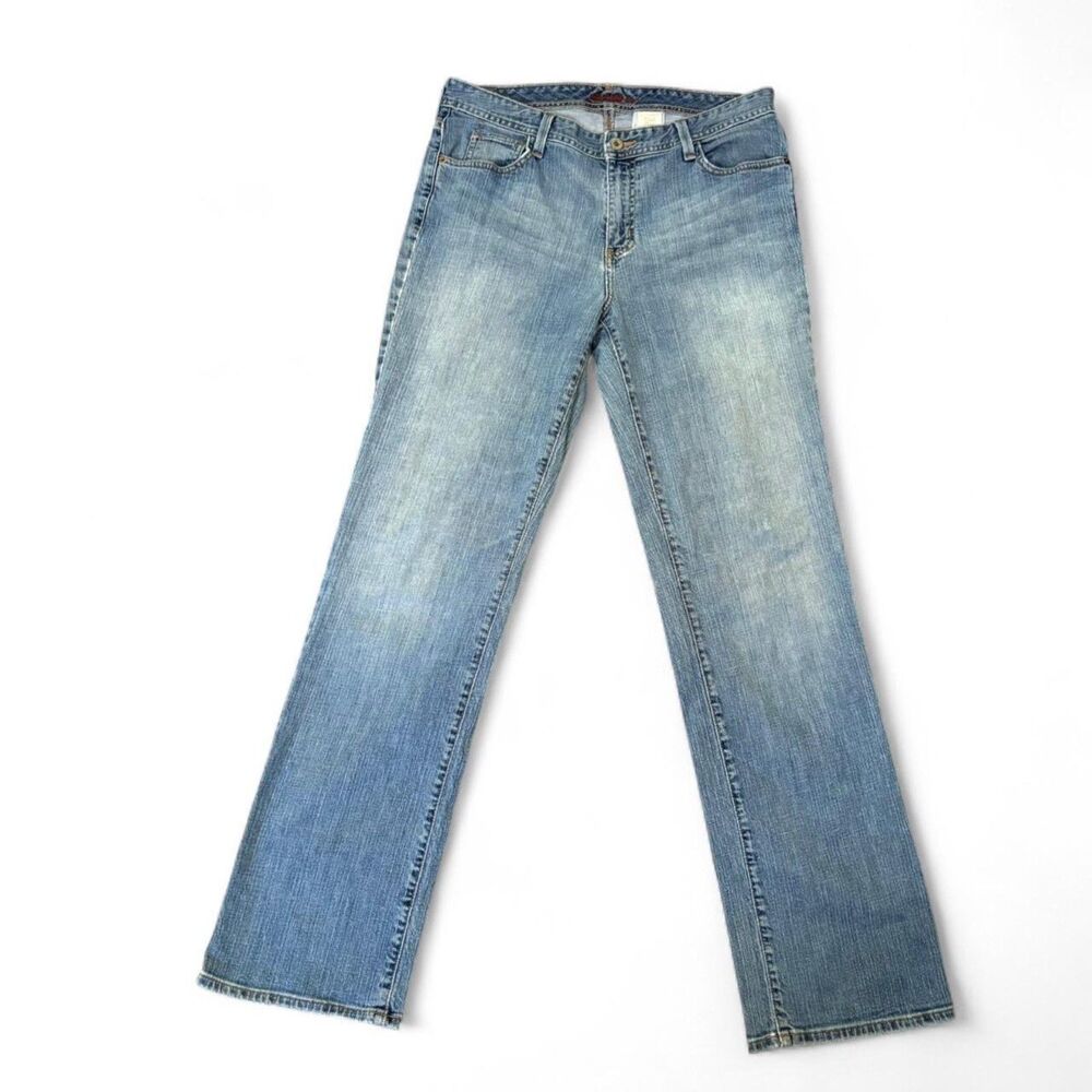 Y2K Eddie Bauer Bootleg Jeans, Vintage Wash, Mid-Rise, 33” Inseam, Size 12L